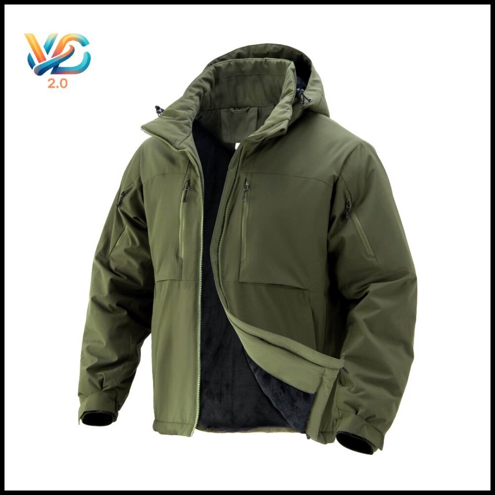 Men's Insulated Winter Parka Fleece Lined Water Resistant Ski Jacket Detachable